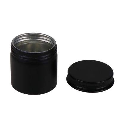 China 200ml/200g/6oz eco-friendly black aluminum metal tea tin can and aluminum canister with screw cover for sale