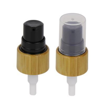 China Non Spill Hot Sale 18mm Bamboo Cosmetic Treatment Pump 18/410 Bamboo Dispenser Pump for sale