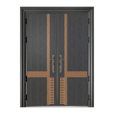 China High quality modern zinc alloy double doors windproof double main entrances design villa home bifold main door XYM1003 for sale