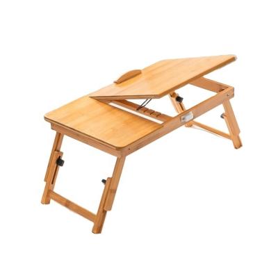 China 2022 New Fold Portable Bamboo Notebook Bed Table Foldable With Adjustable Feet for sale