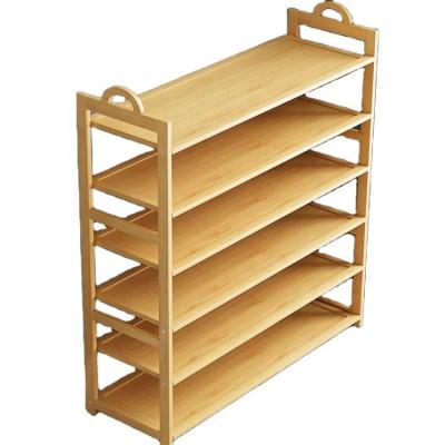 China 2022 New Hot Selling Style 6-Tier Bamboo Wooden Shoe Racks Furniture Low Shelf Factory Price for sale