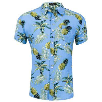 China New Designs Hawaiian Shirts New Designs Mens Pineapple Print Breathable Mens Shirts High Quality Custom Made Shirts for sale