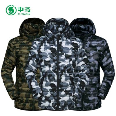 China Newest Fashion Winter Breathable Warm Hoody Mens Lightweight Camouflage Stripper Down Jacket for sale