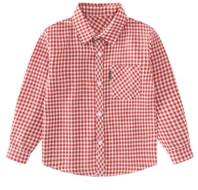 China Anti-wrinkle Aumtumn Spring Canton Clothing Kids Plaid Long Sleeve Shirt for sale