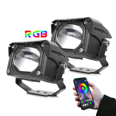 China Die Cast Aluminum Housing 2021 New 3 Inch Driver-Beam Combo Fog Lamp, Cube 2.6 Inch 30W Motorcycle ATV SUV Motorcycle LED Work Turn Signal Light In RGB Color for sale