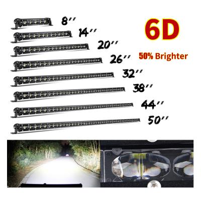 China OEM Car 12V 24Volt 4x4 Wholesale Diecast Aluminum Row 6D Housing Backup Single Super Slim Single Logo Off Road High Power 60-240W ATV UTV Ultra Led Light Bars for sale