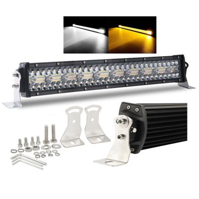 China Driving 3 Tier Amber Strobe Led Light Bar Offroad Truck Light Bar Tri Color Double 8D 22 Inch for sale