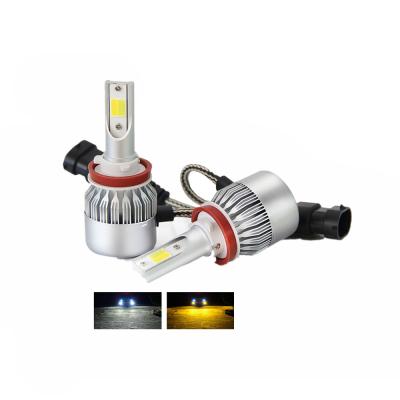 China Automobile Lamp Auto16000 LM 60w Led Dual Color H7 9007 H4 C6 LED Headlight Lamp Car 9005 for sale