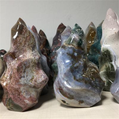 China Europe wholesale healing crystals craft Agate Cherry Agate Ocean Jasper Crystal free flame for decoration for sale