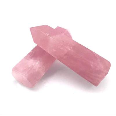 China Europe Wholesale natural polished high quality rose quartz wand point towers crystal stones for home decorations for sale