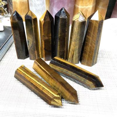 China China high quality healing quartz crystals tower natural yellow tiger eye point massage wands for sale