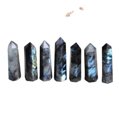 China Europe Natural carved gemstone towers flash labradorite wand points crystals spiritual stones for decorations for sale