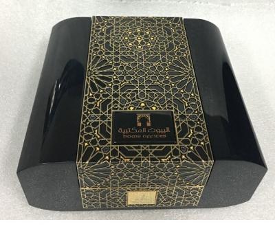 China Biodegradable Book Form Black Glossy High Lacquer Finish Perfume Packaging Box for sale