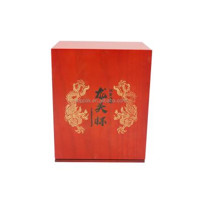 China Biodegradable New Arrival Drawer Style Red Laser Engrave Logo Wooden Package Box for sale