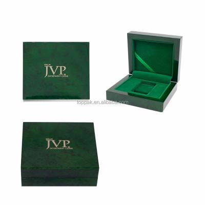 China Best Selling Recyclable Green Marble Veneer High Glossy Piano Finish Gold Coin Packing Wooden Box for sale