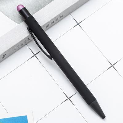 China office & School Pen Pure black metal pen with laser printing LOGO multi-use screen pen for writing signature ballpoint pen for sale