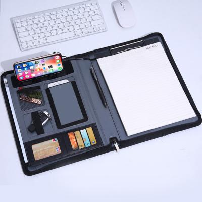 China A Universal Book Customized Multifunctional Soft Leather Business Zippered Folder Folder for sale