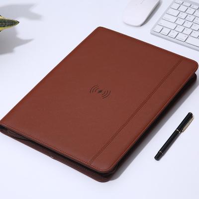 China A universal multi-function PU leather notebook powerbank a4 book gift business folder office file wireless filling folder for sale