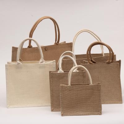 China Good Selling Eco-friendly Custom Made Recyclable Jute Tote Bags China Factory Hessian Tote Bags Hot On Amazon Custom Shopping Bags for sale