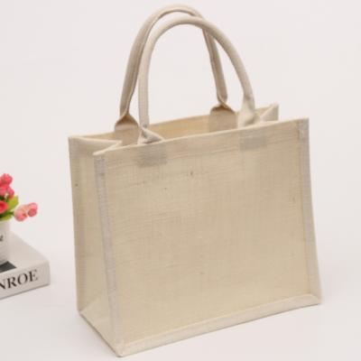 China Eco-friendly Hot Selling Custom Canvas Tan Color Burlap Packaging Hemp Bag for sale