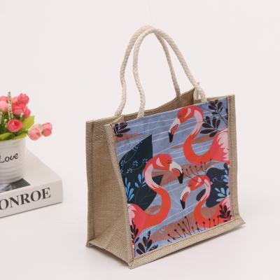 China Customized Simple Empty Canvas Tote Bag Eco-Friendly Brand Logo Printing Burlap Jute Shopping Bag for sale