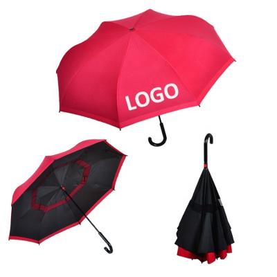 China Hot Selling Minimalist Amazon Manual Double Layer Outdoor Folding Inverted Reverse Umbrella Umbrella For Logo Printing for sale