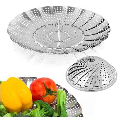 China Home Kitchen Hotel Room Restaurant Vegetable Folded Expandable Steamer Advanced Stainless Steel Vegetable Steamer for sale