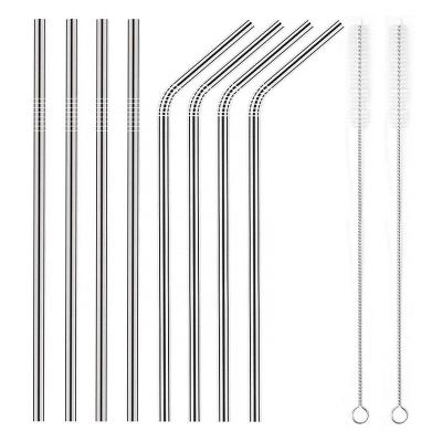 China Sustainable Amazon Hot Selling Stainless Steel Metal Drinking Straws with Cleaning Brush Metal Straws for sale