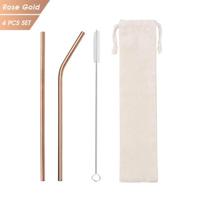 China Stainless Steel Viable Straw Set With Line Bag for 4pcs Set for sale