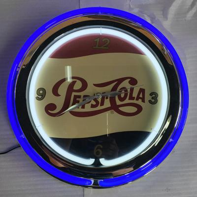 China Antique Style Neon Lamp Wall Clock for sale