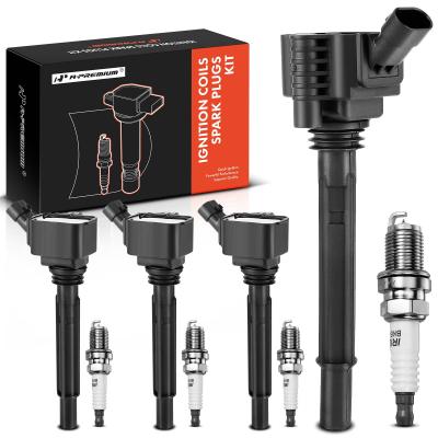 China 4x Black Ignition Coil & IRIDIUM Spark Plug Kits for Dodge Dart 13-16 Fiat 1.4L for sale