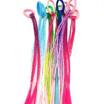 China Synthetic Cute Girls Hair Ombre Braiding Hair Color Ombre Holder Ponytail Braid Hair Extension Kids Braid Wig Children Hair Extension Kids Braid for sale