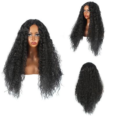 China Afro Curly Long Black Wave Wig Afro Wigs For Black Women Long Black Curly Wig Synthetic Hair for sale