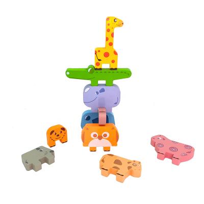 China Educational Blocks Factory Supplying New Wooden Montessori Toys Animal Stacking Block For Kid Education for sale