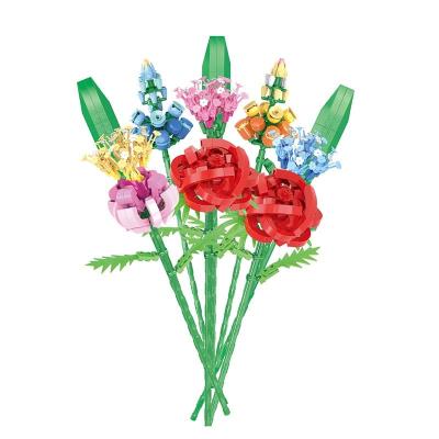 China Big Blocks For 2022 New Safety Mini Artificial Flowers Bouquet Building Blocks Plastic Legoes Brick For Christmas Gift for sale