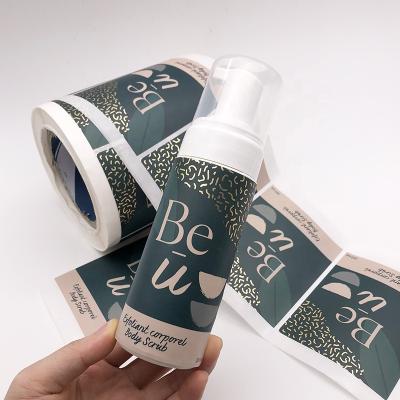 China Eco - Friendly Waterproof Adhesive Lotion Private Labels For Plastic Bottles Cosmetic Stickers Labels Printing for sale