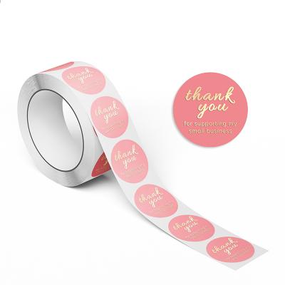 China Self Adhesive Paper Custom Heat Sensitive Promotional Gifts Thank You Logo Sticker Floral Label Printing for sale