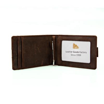 China Hot Selling RFID Money Clip RFID Slim Genuine Leather Wallets For Men for sale