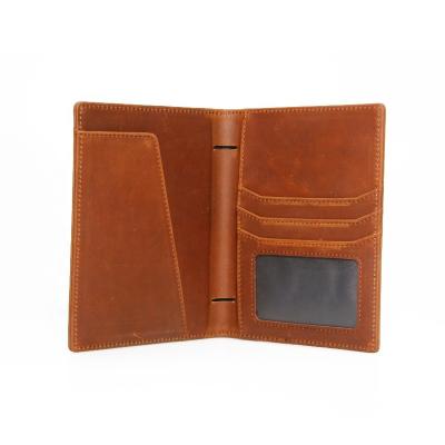 China Crazy Horse Luxury Genuine Leather Travel Wallet Check Book Passport Holder for sale