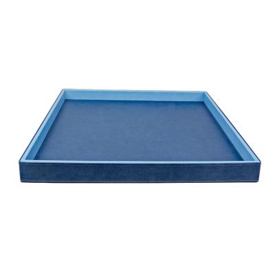 China Fashion Leather Box Customized Leather Serving Tray Amenity Tray For Hotel Room for sale