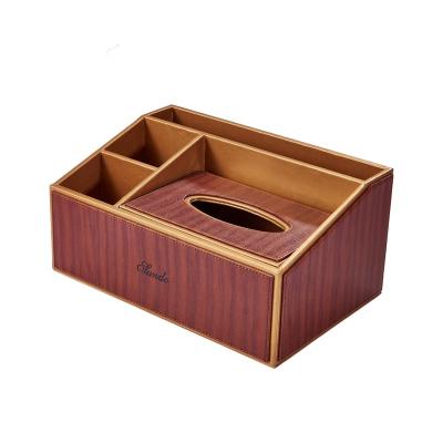 China PU Leather 2019 Designs Leather Fabric Wood Box Amenities Hotel Room Leather Supplies for sale