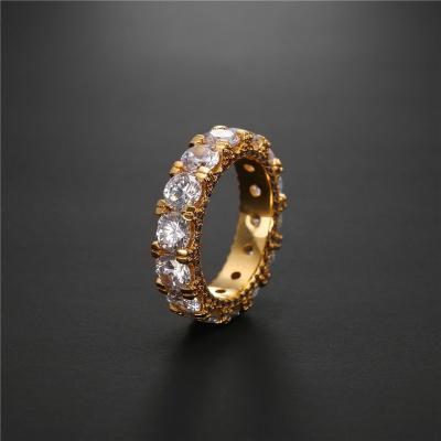 China Hiphop Hip Hop Jewelry Zircon Ring Gold Plated Rap Ice Sealed Single Row Tennis HIP HOP Jewelry Fashion Ring for sale