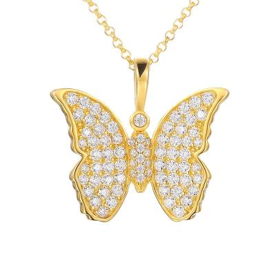 China Fashionable New Product Jewelry Luxury Moissanite Necklace 925 Sterling Silver Sterling Silver Butterfly Necklace Gift For Women for sale