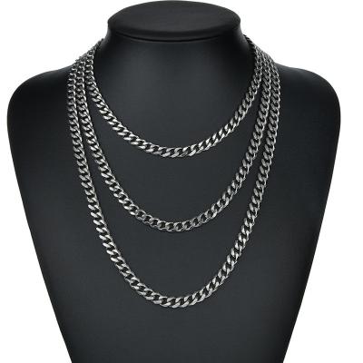 China Hot Sale Hiphop Cuban Link Chain Chokers Stainless Steel Basic Punk Necklace For Women Men for sale