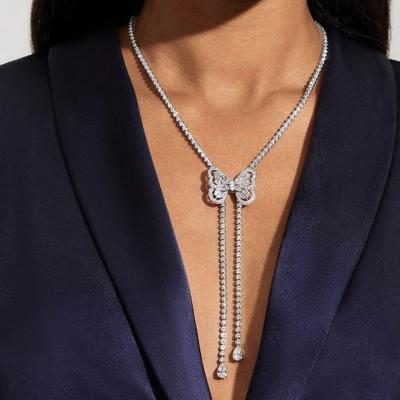 China Other New Luxury Simple Chain Women's Long Tassel Diamond Butterfly Clavicle Necklace Chain Necklace for sale