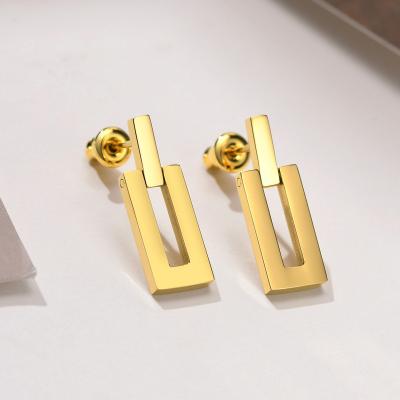 China New Fashion Hiphop Long Earring Retro Simple Geometric Painting Stainless Steel Rectangle Earring Fashion Jewelry for sale