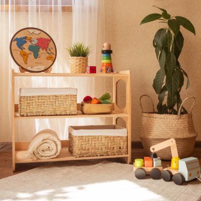 China Wooden Montessori Furniture Toy Storage Cabinet XIHA Kid Storage Toys Nursery Open Shelf 3 Tier Environmental Material Shelf Guard for sale