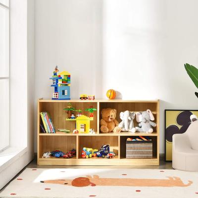 China XIHA Environmental Materials Montessori Wooden Children's Toy Cabinet Montessori Furniture Wooden Children's Toy Cabinet Toy Shelf with Back Compartment for sale