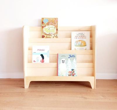 China XIHA Nursery Furniture Montessori Bookshelf Kids Environmental Material Toy Shelf Wooden Toys Baby Shelf With Back Storage Cabinet for sale