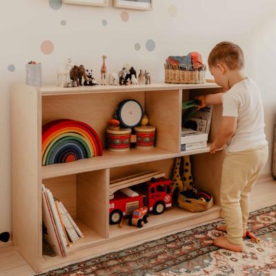 China XIHA Environmental Material Nursery Furniture Kids Play Organizer Wooden Shelf Storage Cabinet Baby Montessori Furniture Shelf Toys for sale